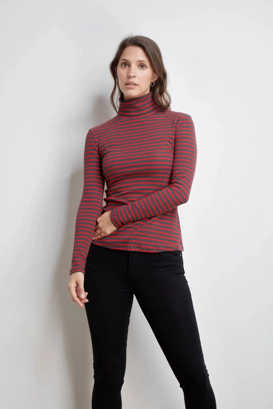 Striped Cotton Roll Neck (Sale) Grey