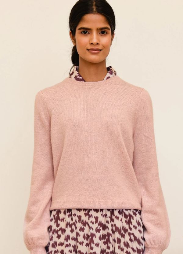 Alpaca Blend Puff Sleeve Jumper - Dusty Pink