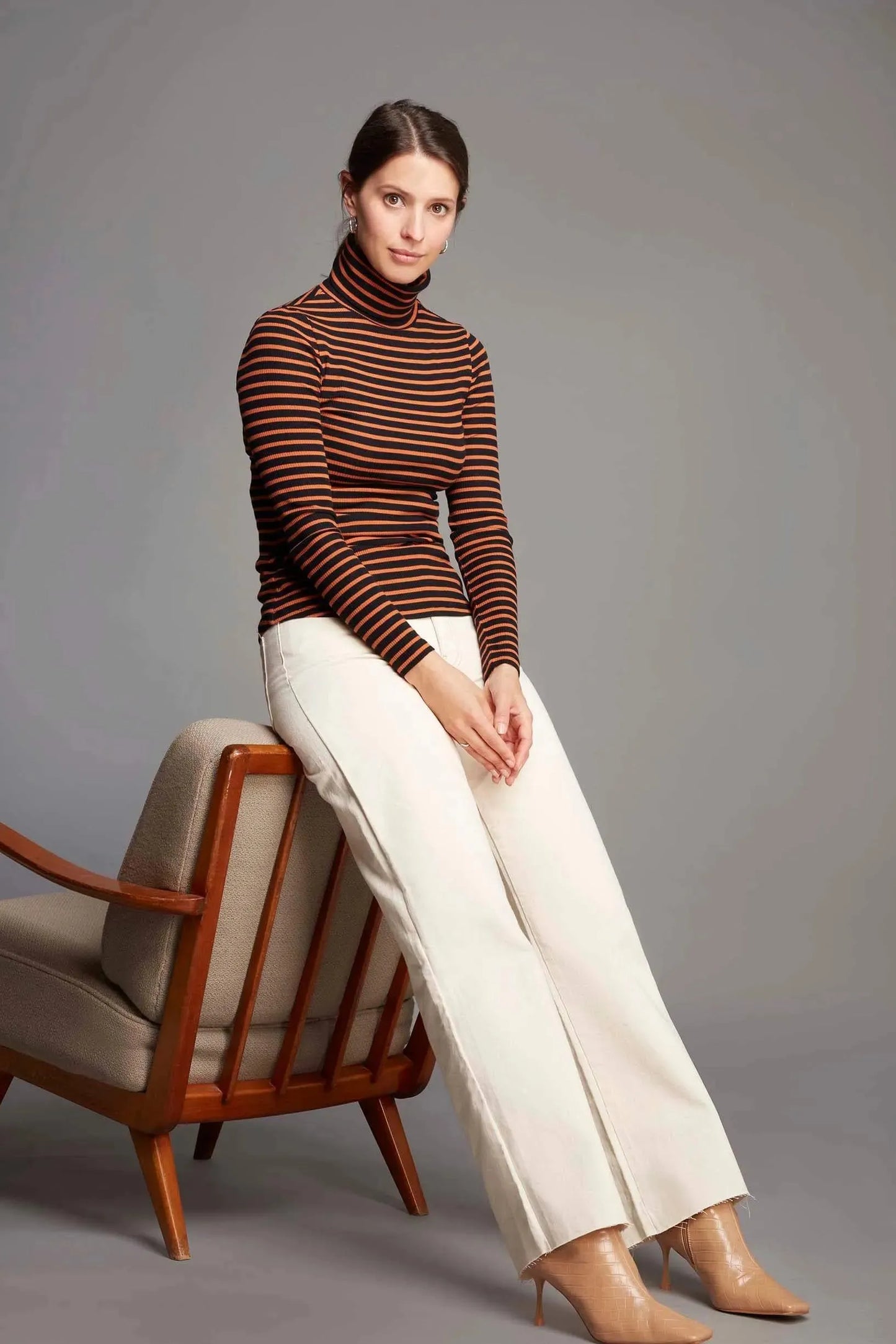 Striped Cotton Roll Neck (Sale) Adobe