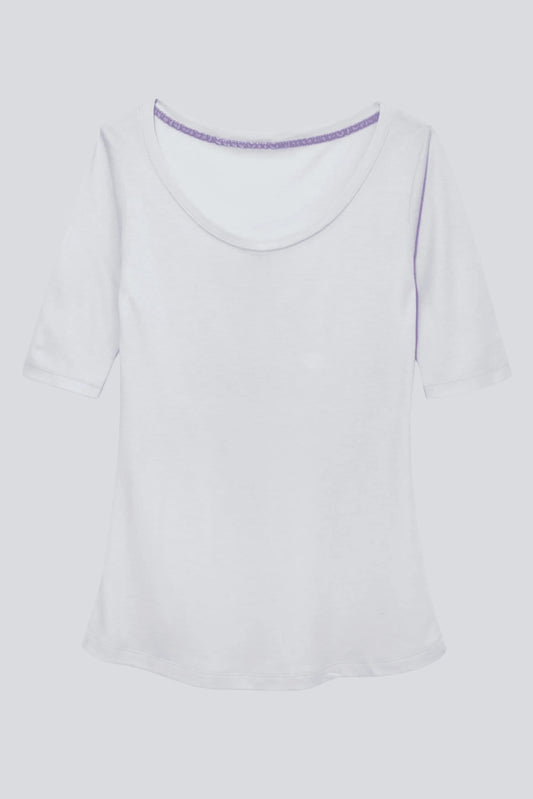 Half Sleeve Scoop Neck T-Shirt Light Grey
