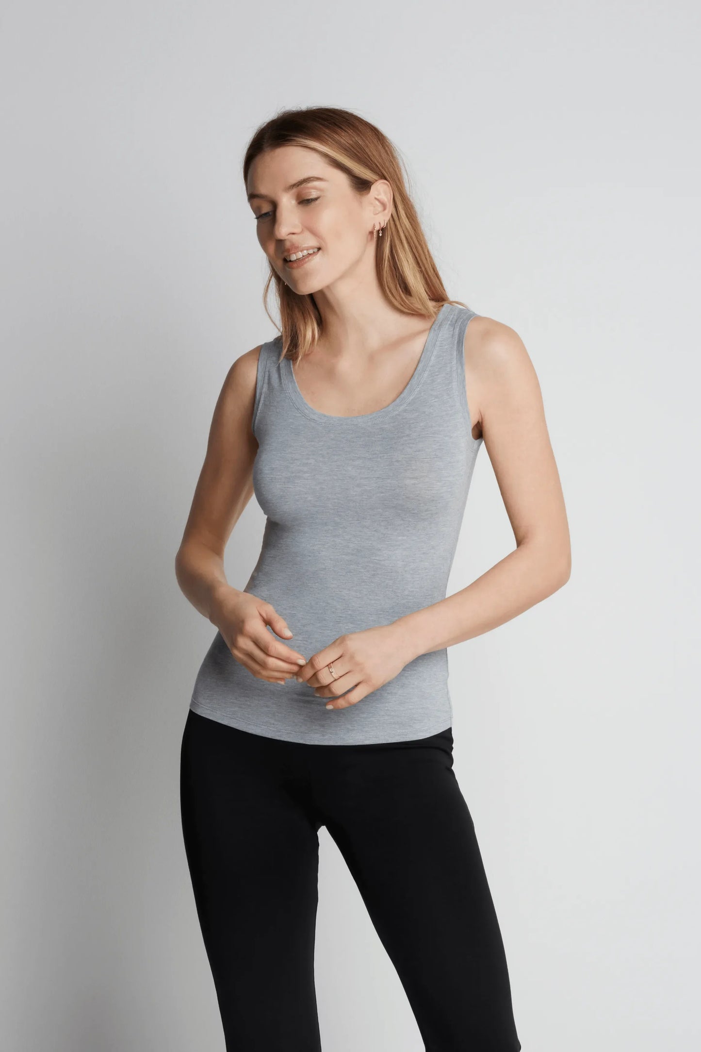 Sleeveless Micro Modal Vest Top Silver