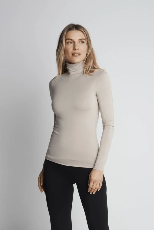 Roll Neck Micro Modal Top Taupe