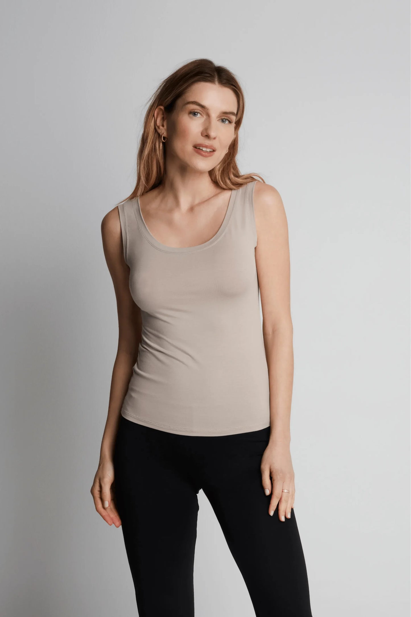 Sleeveless Micro Modal Vest Top Taupe