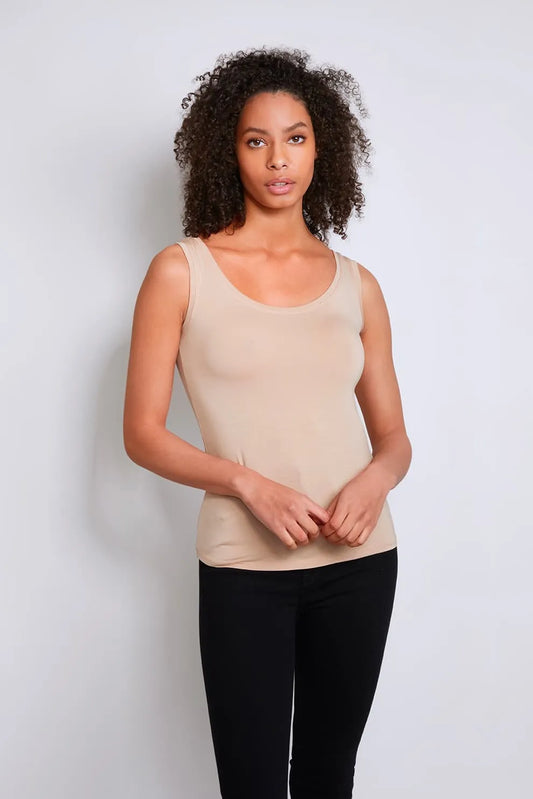 Sleeveless Micro Modal Vest Top Peach Puff