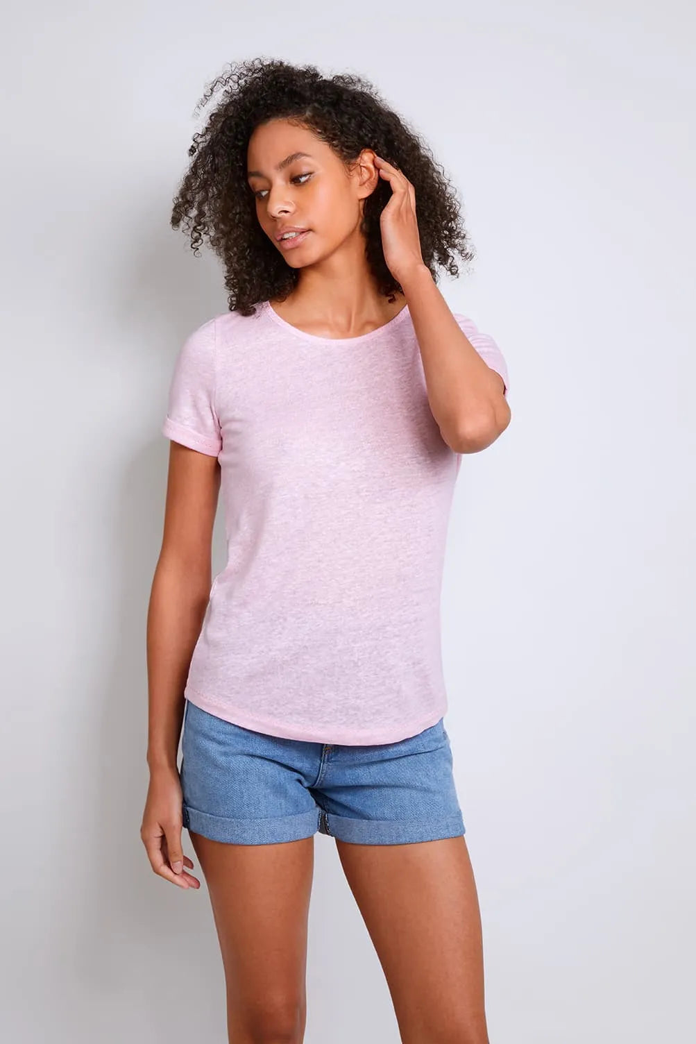 Linen T-shirt Light Pink