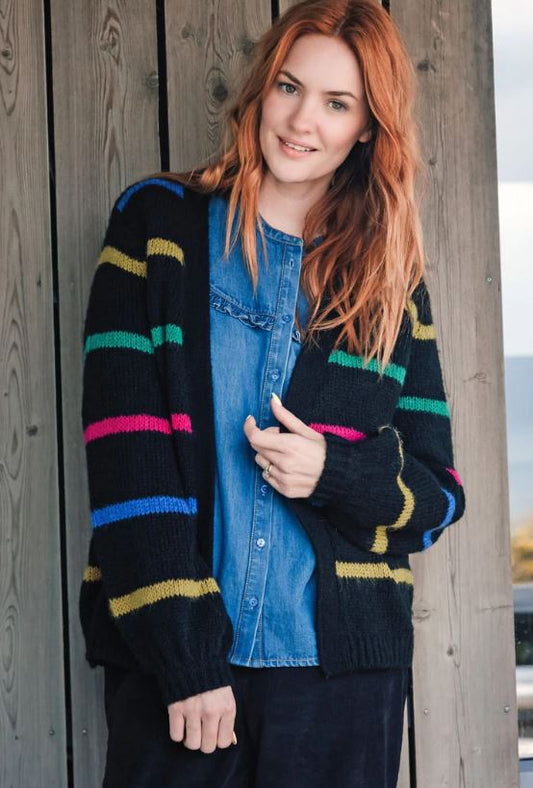 Yvette Cardigan - Black, Bright Lines