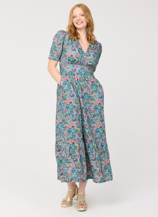 Albertine Wasabi Paisley Print Midaxi Dress (Blue)