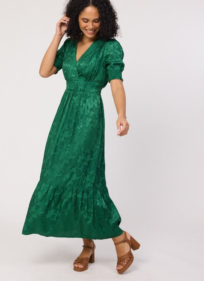 Alberto Floral Damask Midaxi Dress - Green
