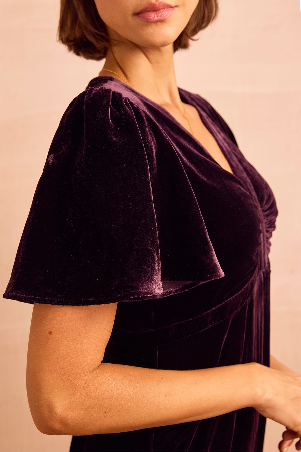 Anais Velvet V-Neck Purple Jumpsuit