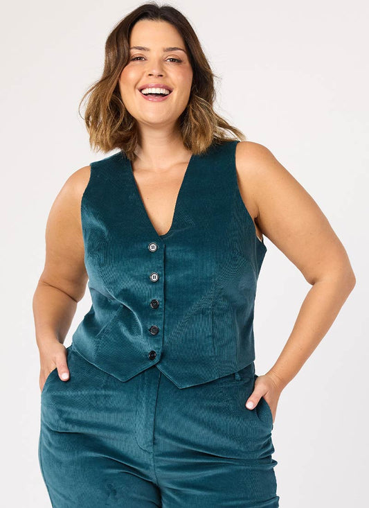 Annie Corduroy Waistcoat - Sustainable Organic Cotton (Blue)