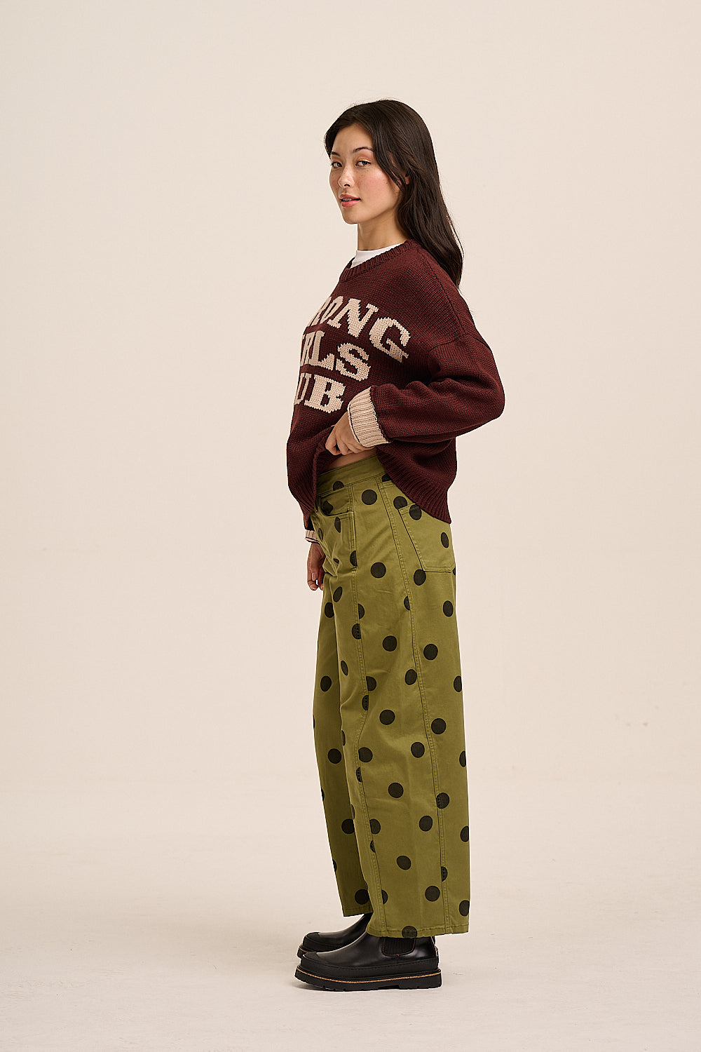 Anya Trousers - Olive Spot