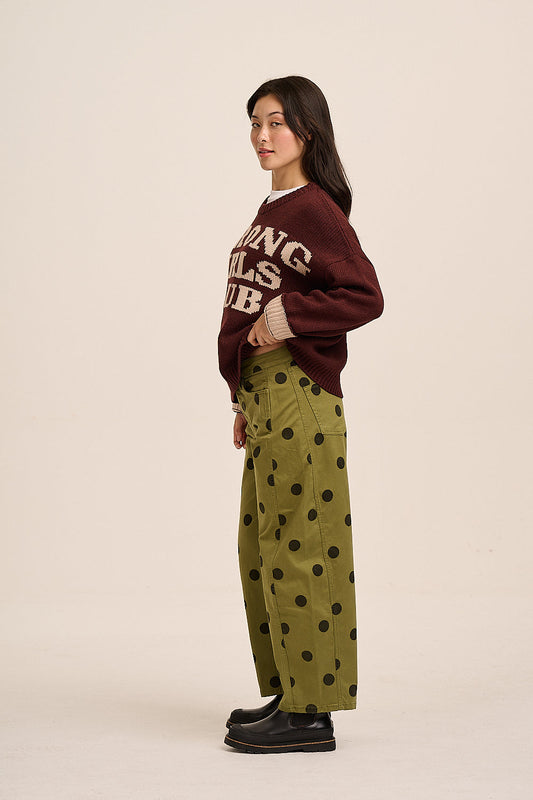 Anya Trousers - Olive Spot