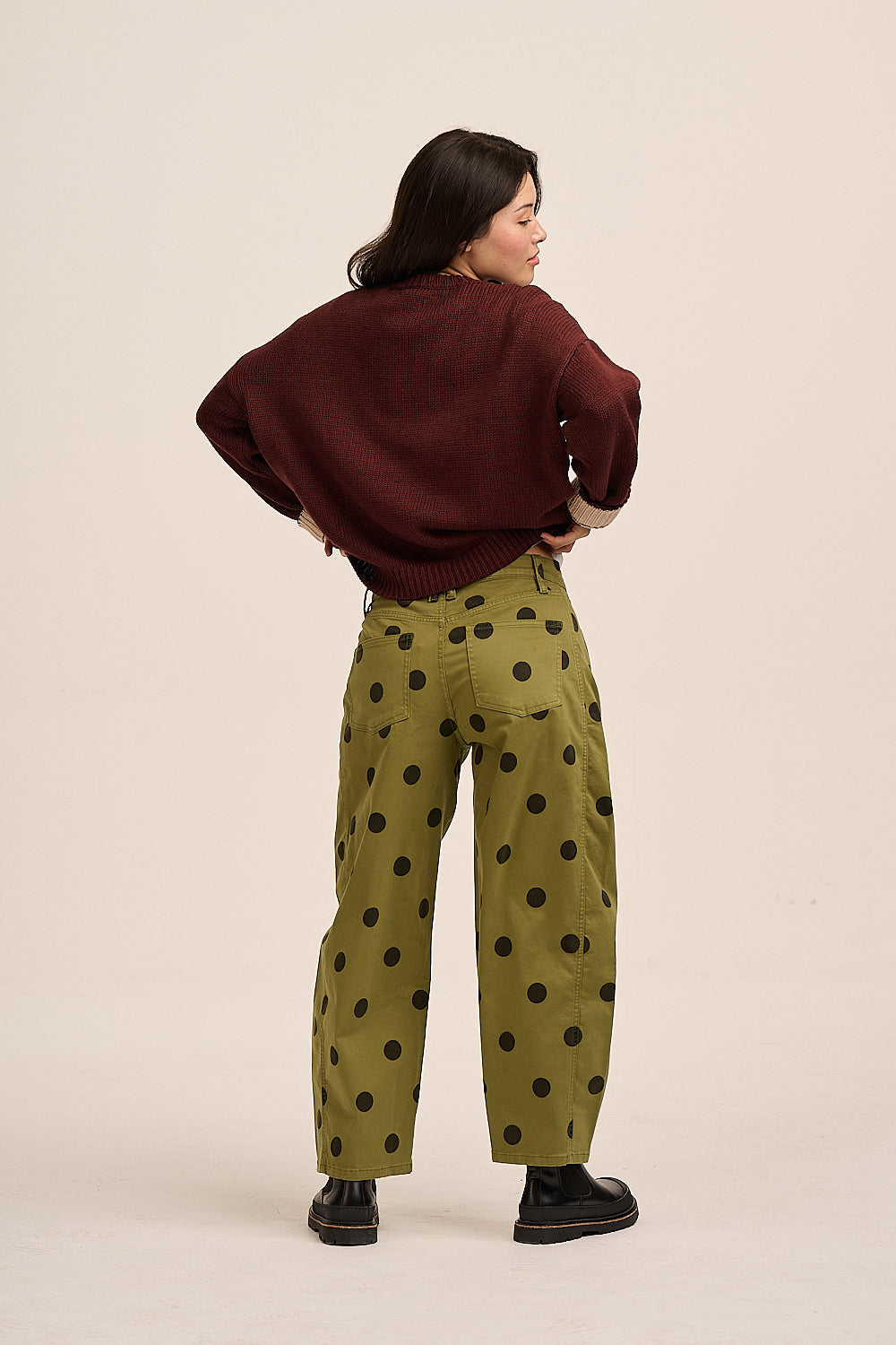 Anya Trousers - Olive Spot