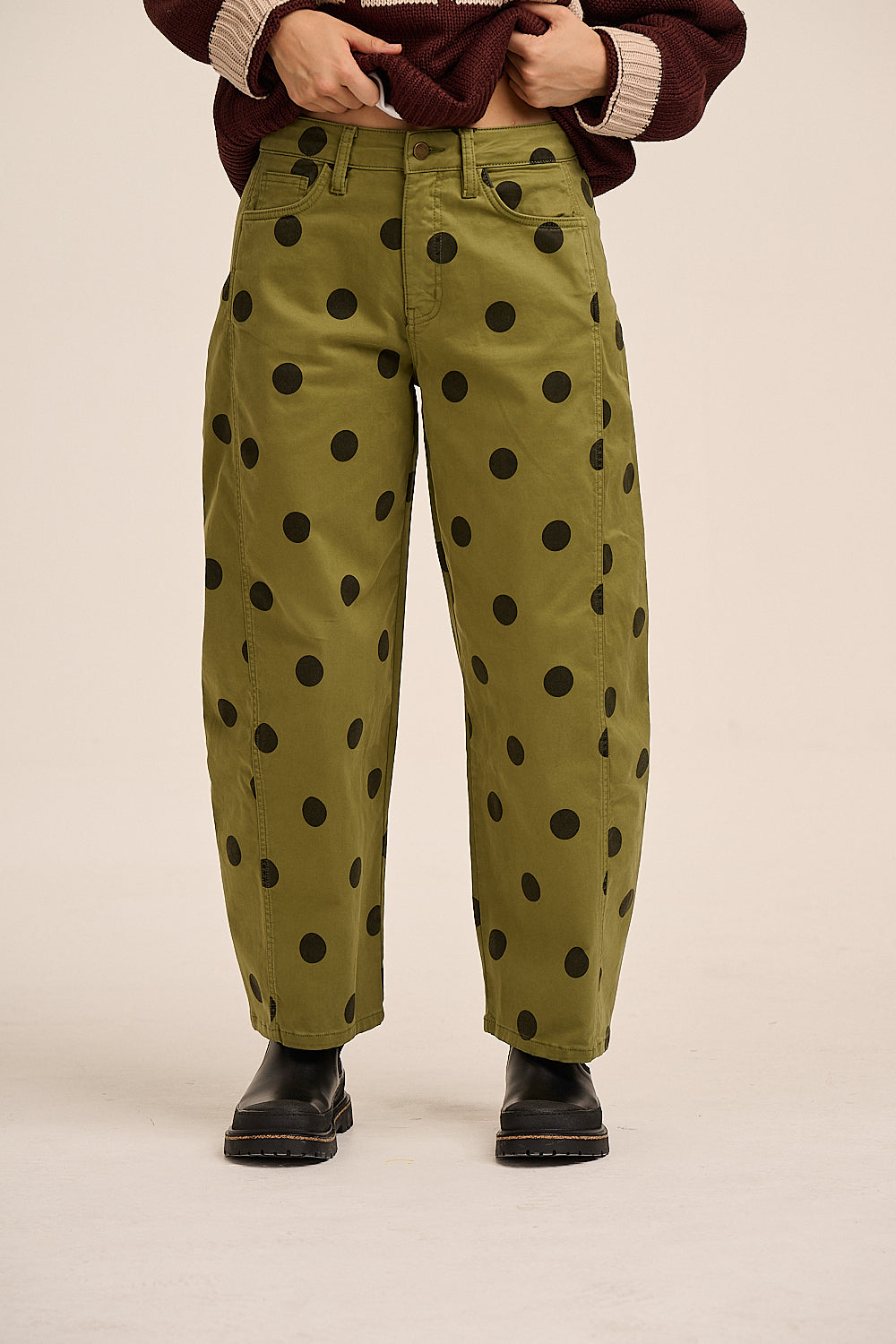 Anya Trousers - Olive Spot