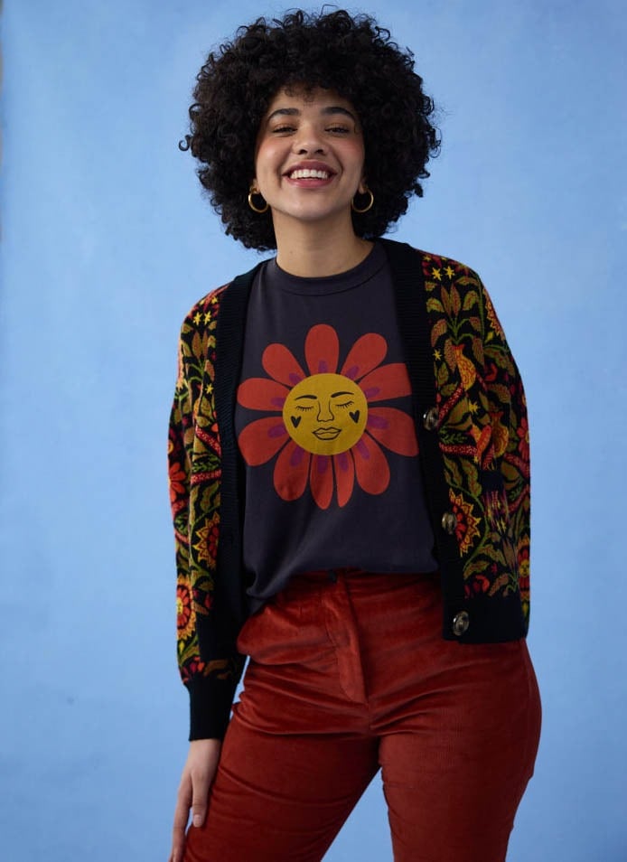 Lovelace Sunset Floral Intarsia Oversized Cardigan