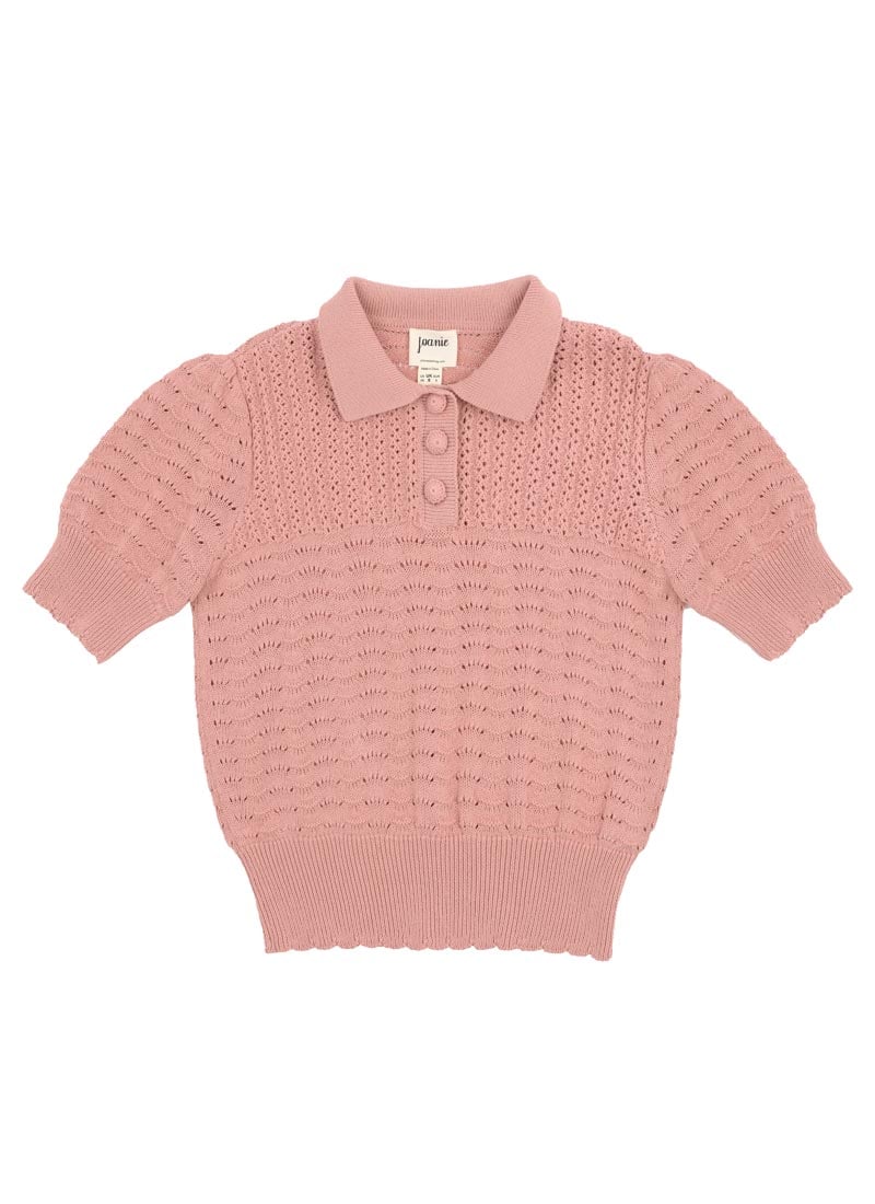 Aubrey Scalloped Short Sleeve Knit - Pink - Sustainable Organic Cotton (Pink)