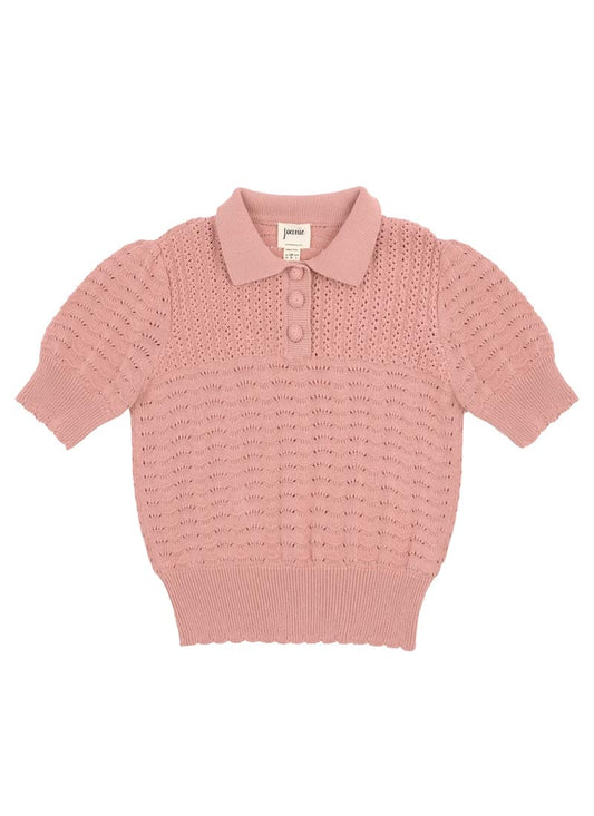 Aubrey Scalloped Short Sleeve Knit - Pink - Sustainable Organic Cotton (Pink)