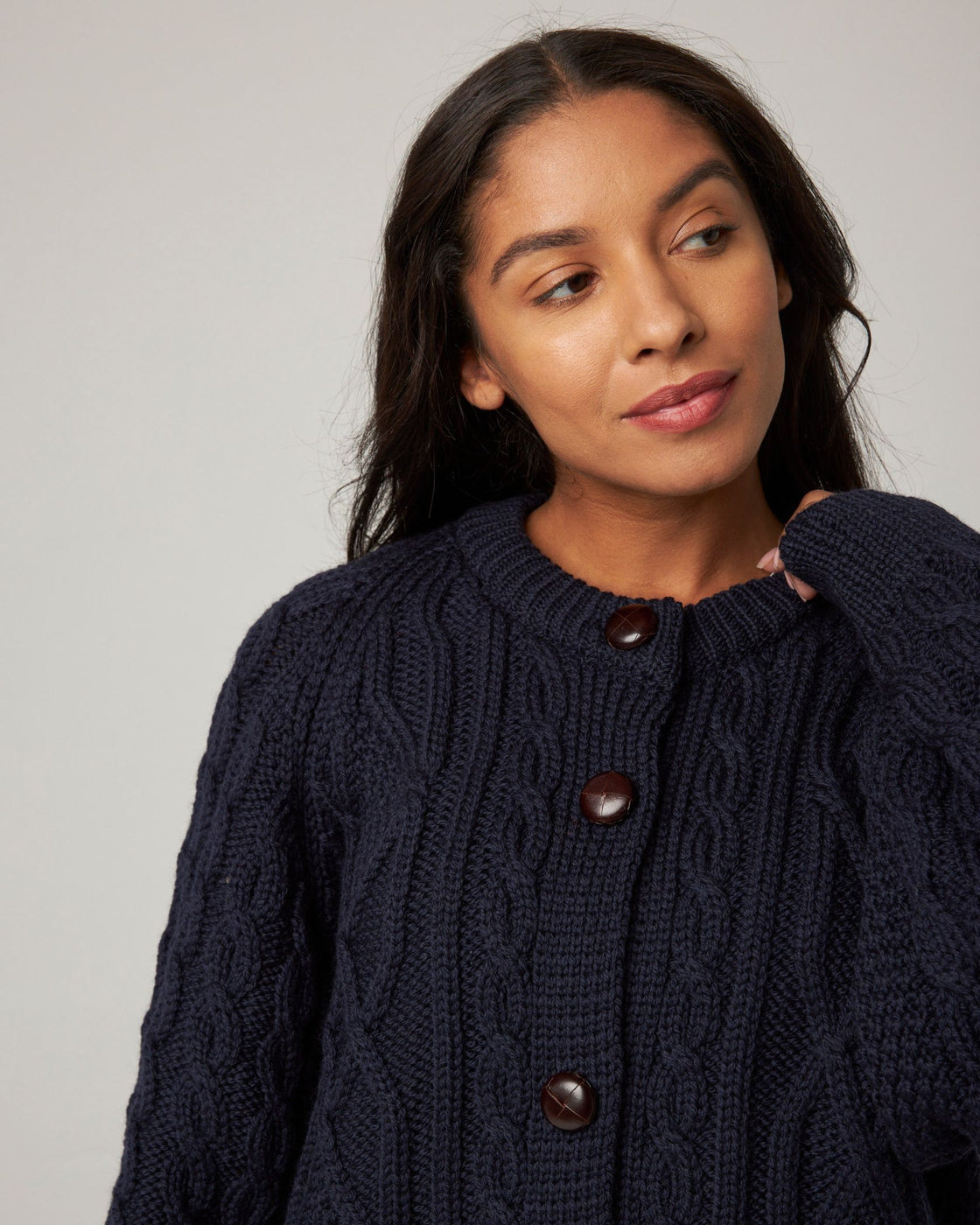 Beckett Cable Knit Cardigan - Navy