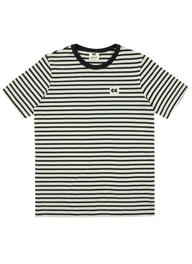 Community Clothing X Joanie - Belmondo Monochrome Breton Stripe Tee - Black