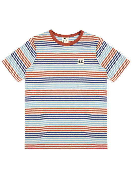 Community Clothing X Joanie - Belmondo Orange And Blue Breton Stripe Tee - Orange