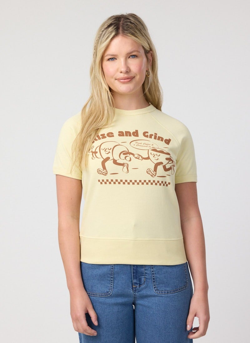 Benedict Rise And Grind ShortSleeve Sweatshirt- - Sustainable Organic Cotton (Yellow)