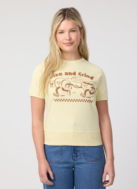 Benedict Rise And Grind ShortSleeve Sweatshirt- - Sustainable Organic Cotton (Yellow)