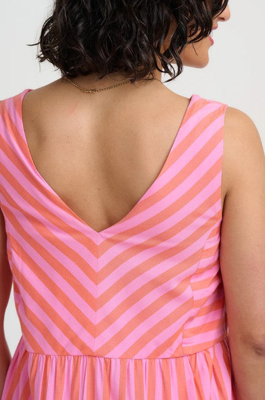Bette Midi Sundress - Pink, Tropical Crush Stripe
