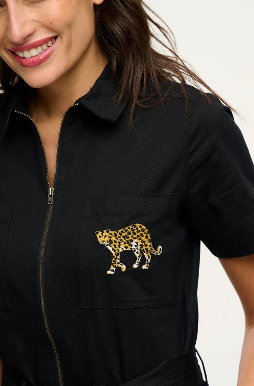 Billy Boilersuit - Black, Leopard pocket