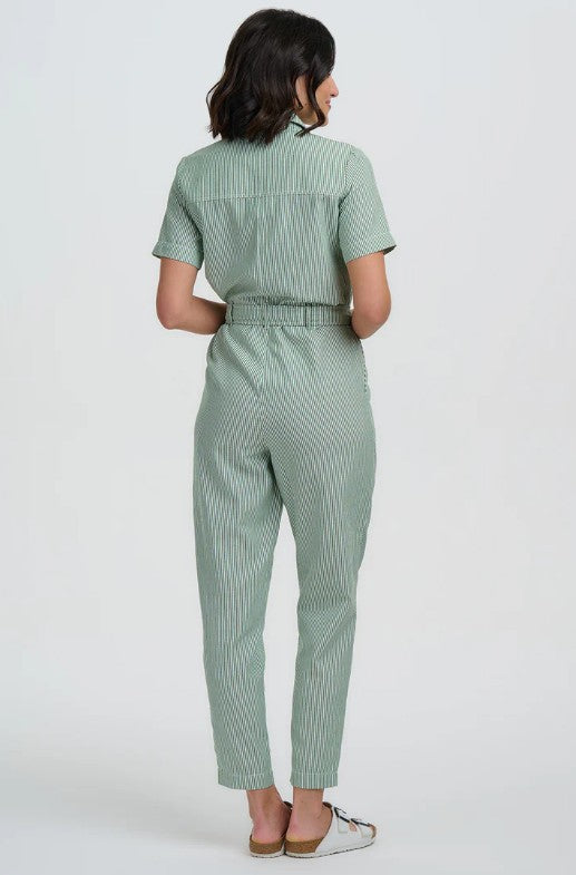 Billy Boilersuit - Green/White, Narrow Stripe