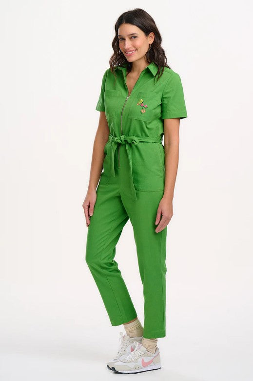Grass green organic cotton boilersuit.