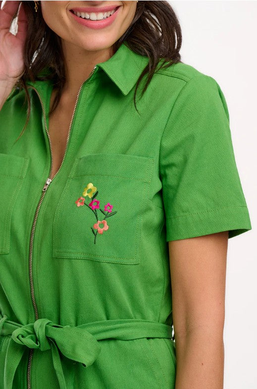 Billy Boilersuit - Green, Rainbow Flowers