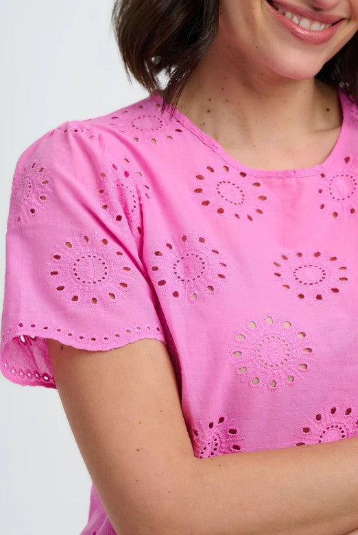 Bonita Broderie Anglaise Top - Pink