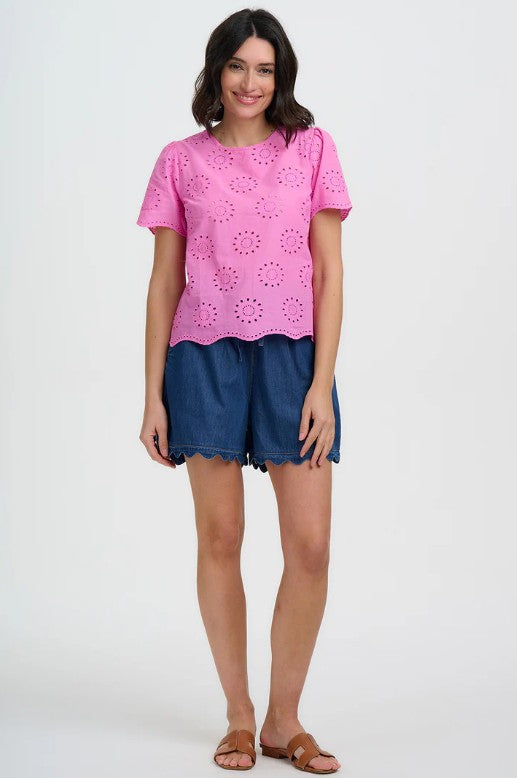 Bonita Broderie Anglaise Top - Pink