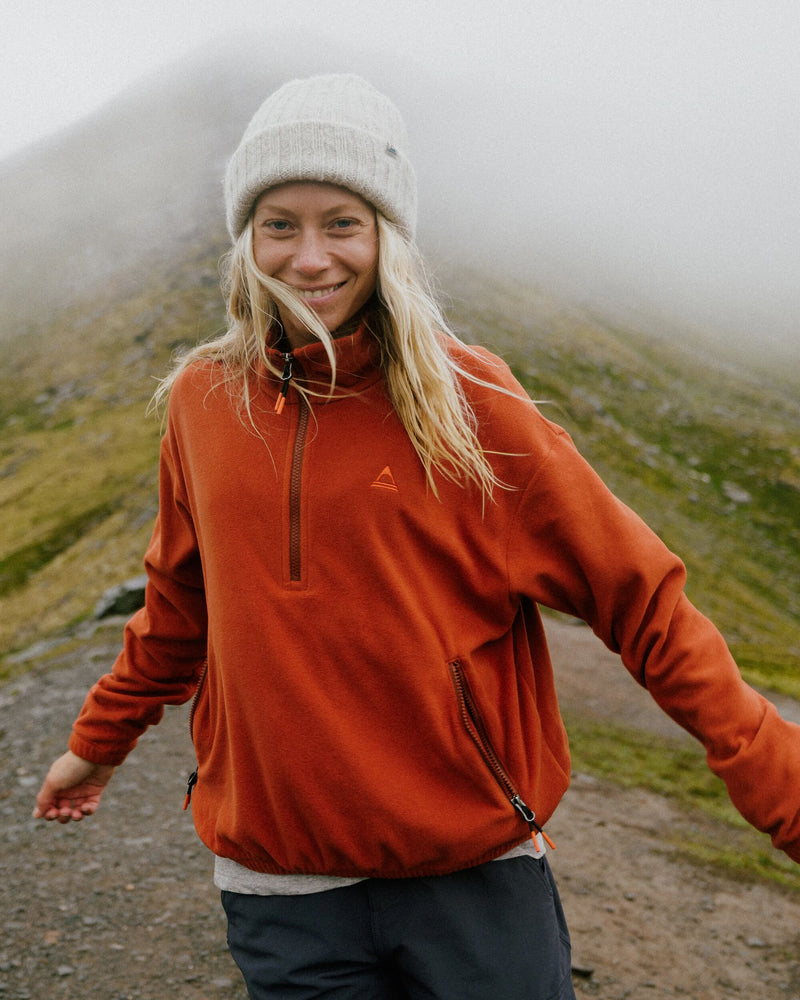 Warm rust orange fleece.