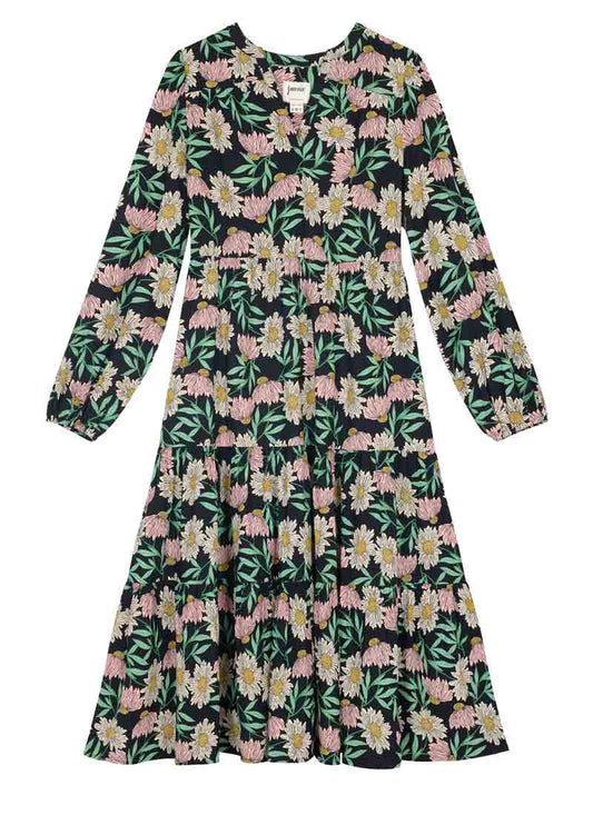 Cady Daisy Print Long Sleeve Smock Dress - Pink