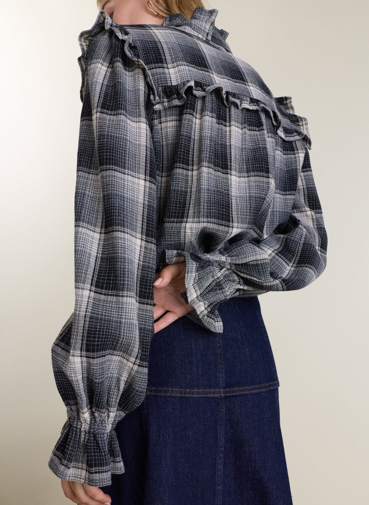 Cara Blouse - Grey Check
