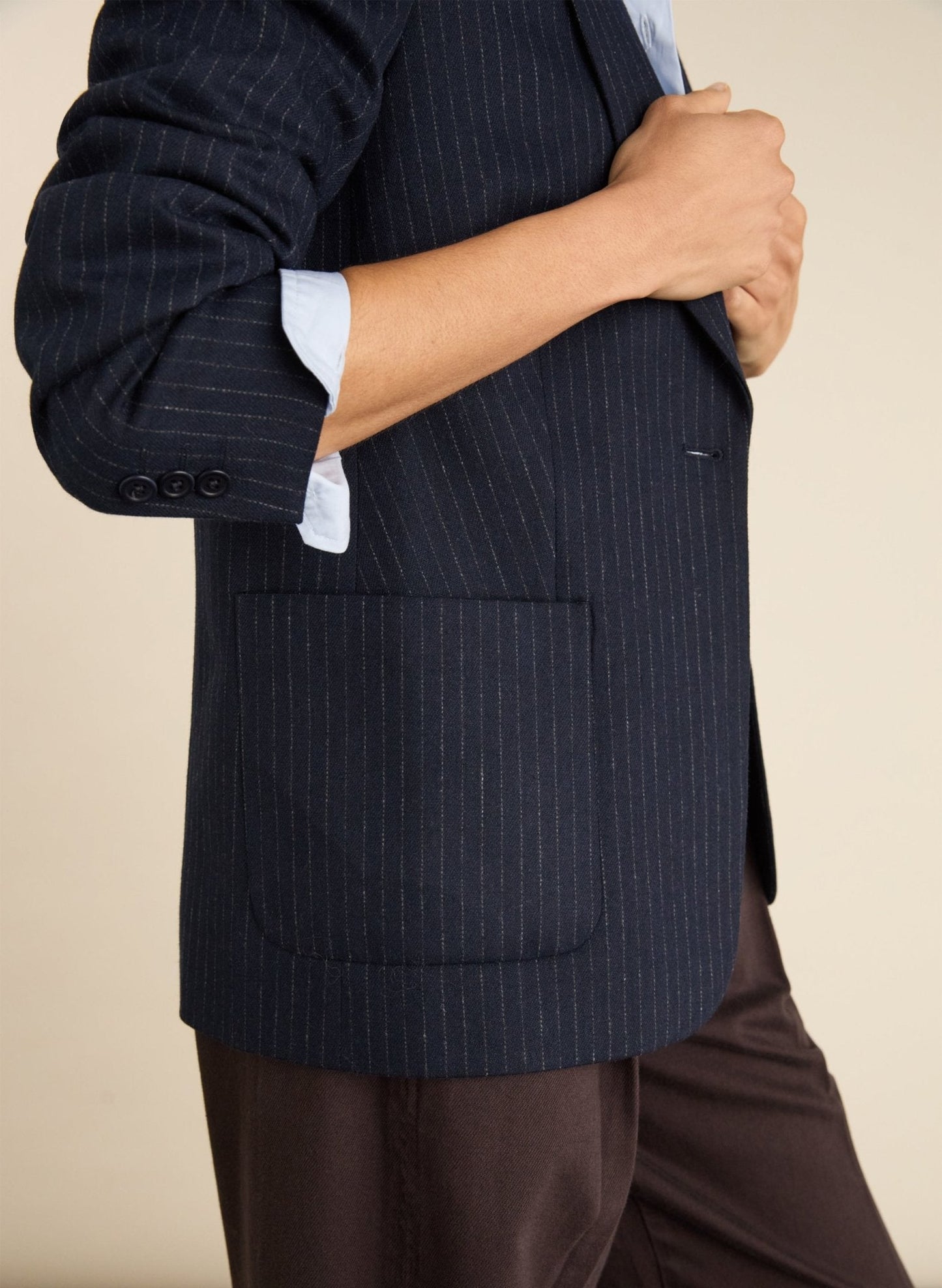 Carson Wool Blend Pinstripe Blazer / Navy Pinstripe