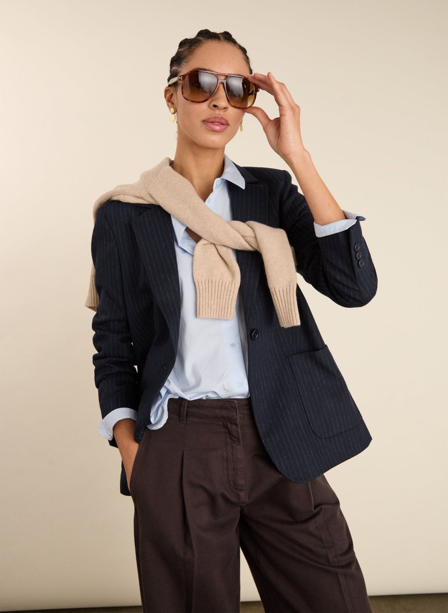 Carson Wool Blend Pinstripe Blazer / Navy Pinstripe