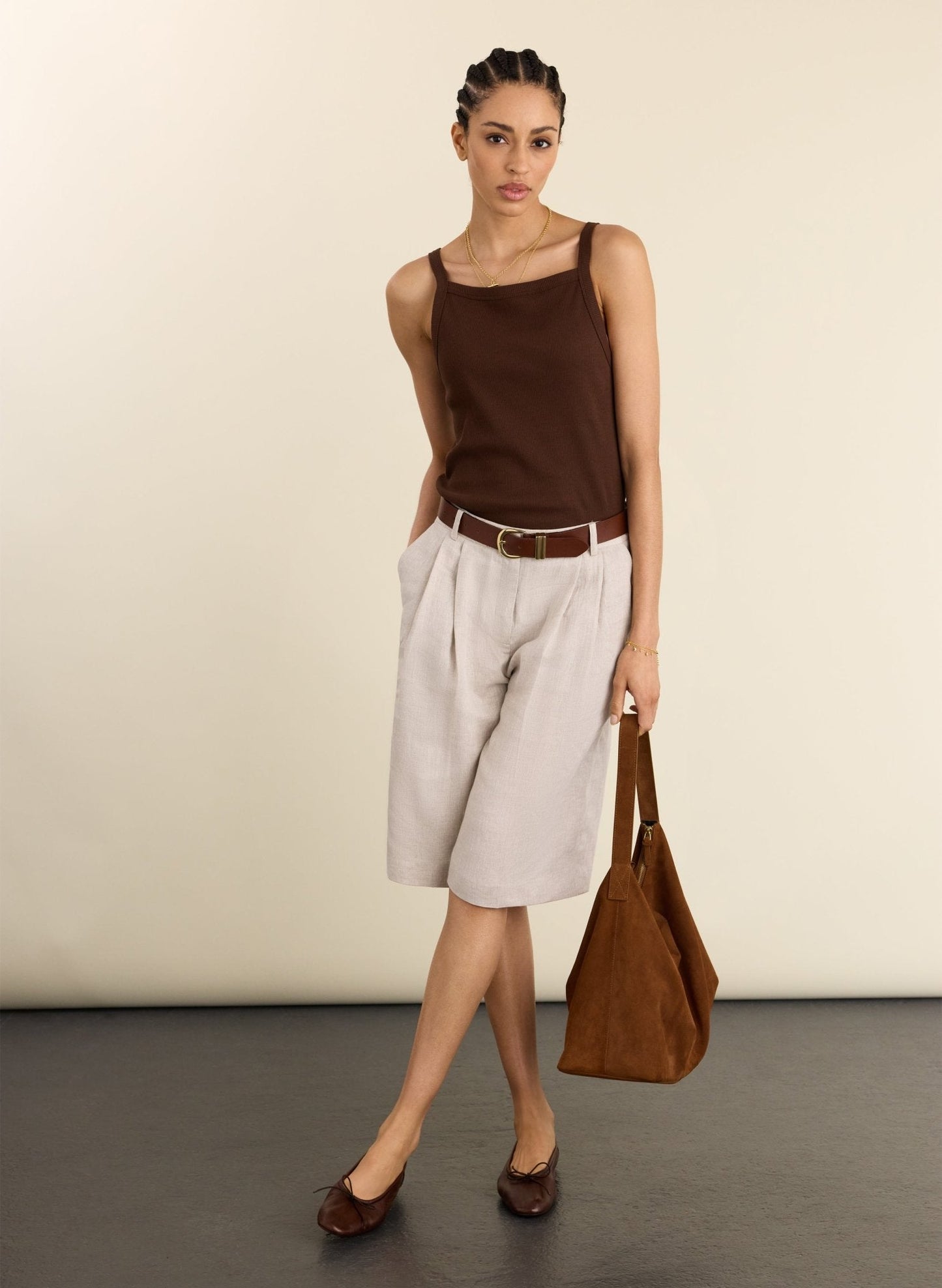 Cecilia Organic Cotton Rib Tank - Dark Chocolate