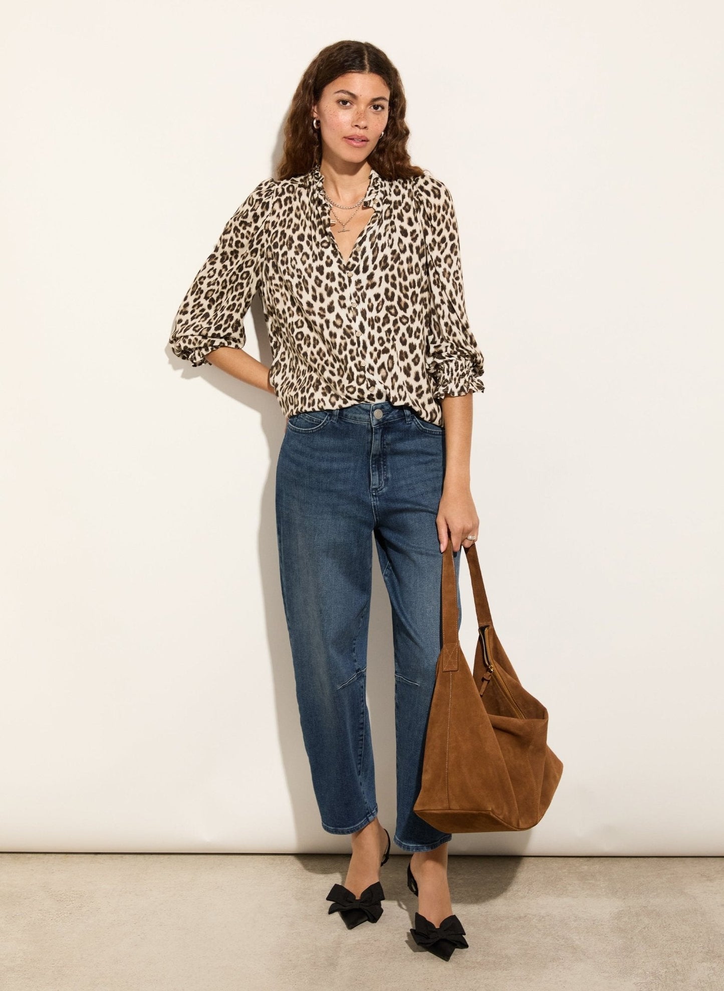 Cela Printed Blouse / Taupe Leopard