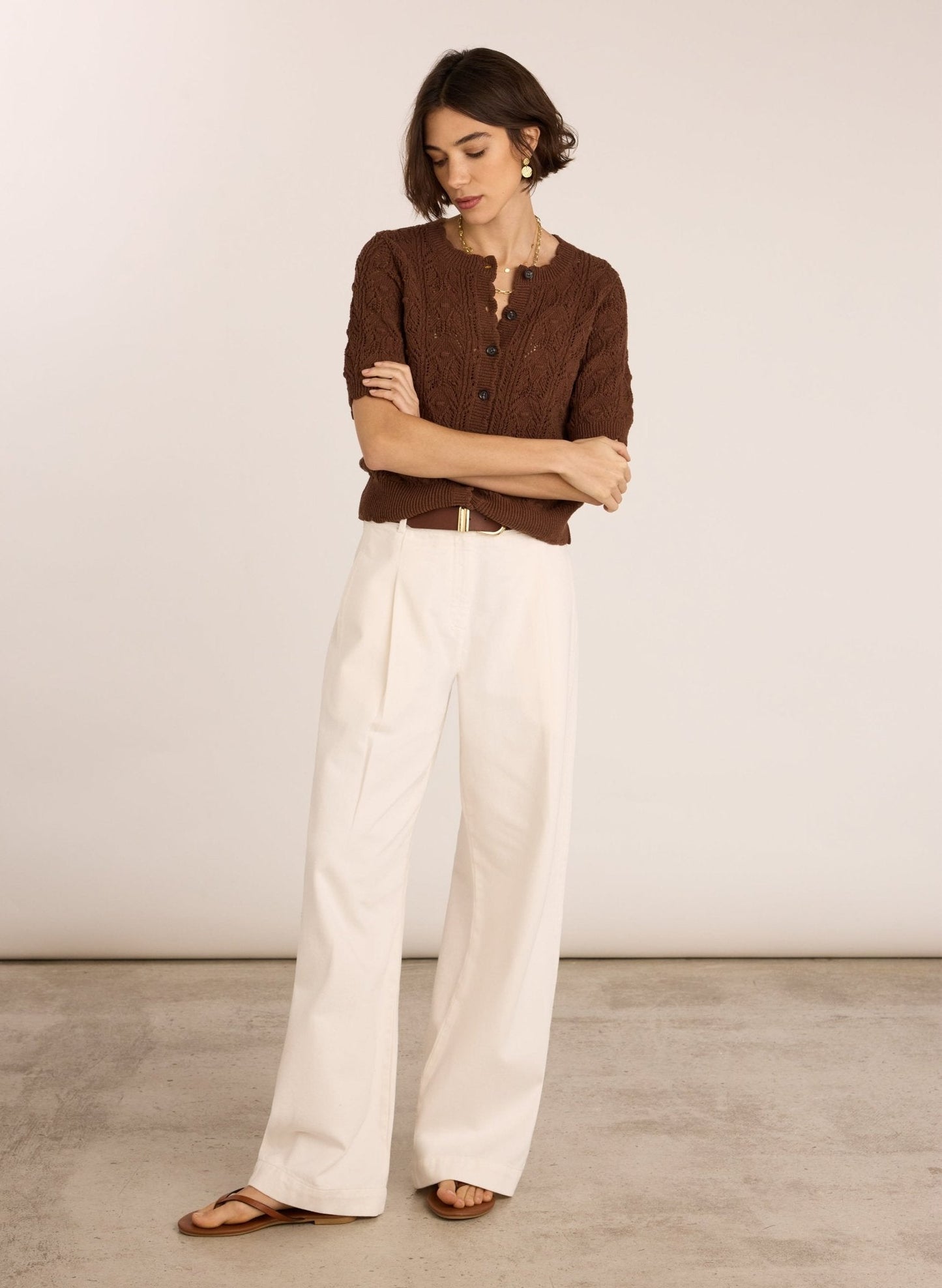 Celestia  Ecotec Crochet Cardigan - Chocolate