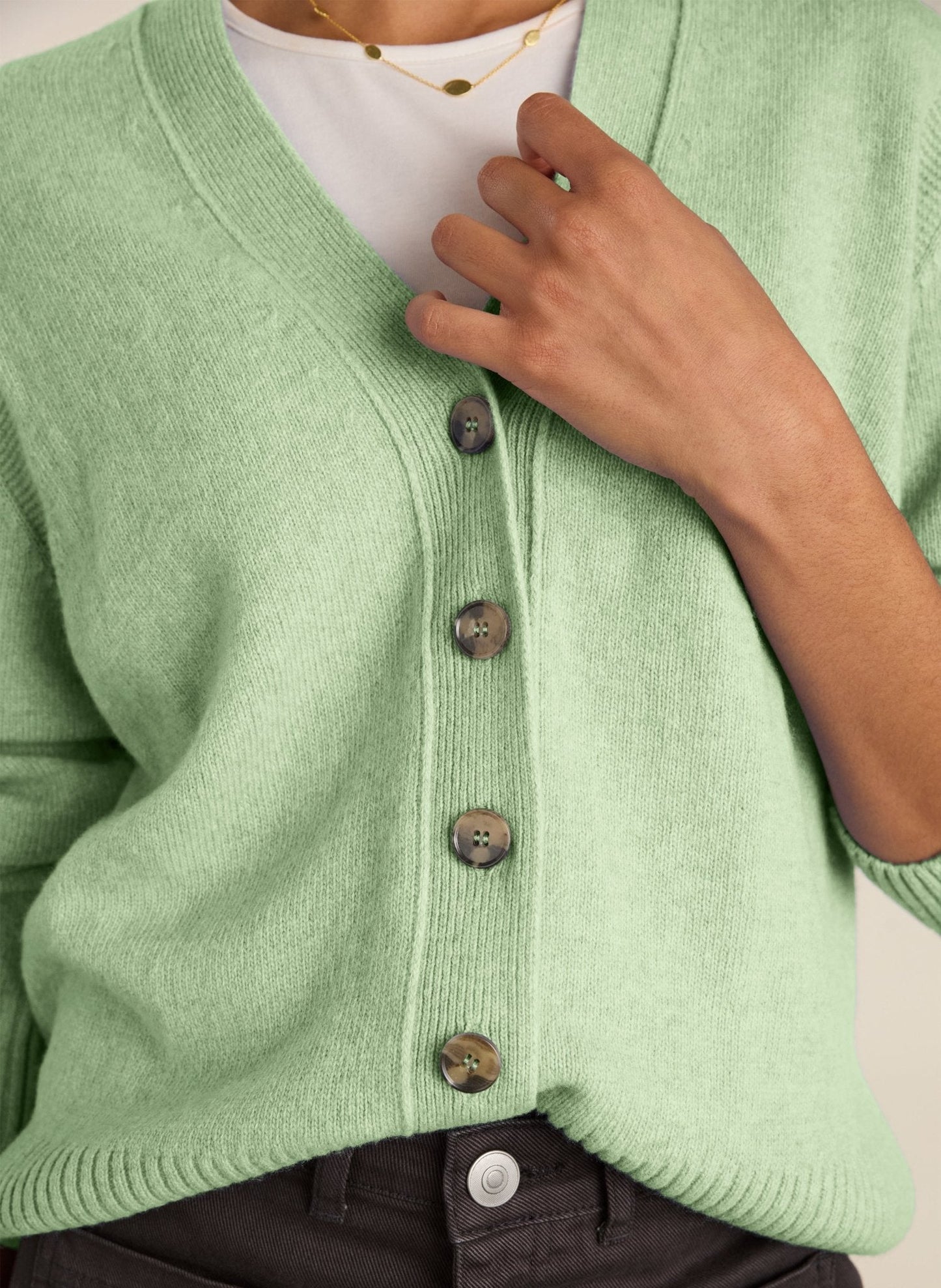 Celine V-neck Wool Blend Cardigan / Mint