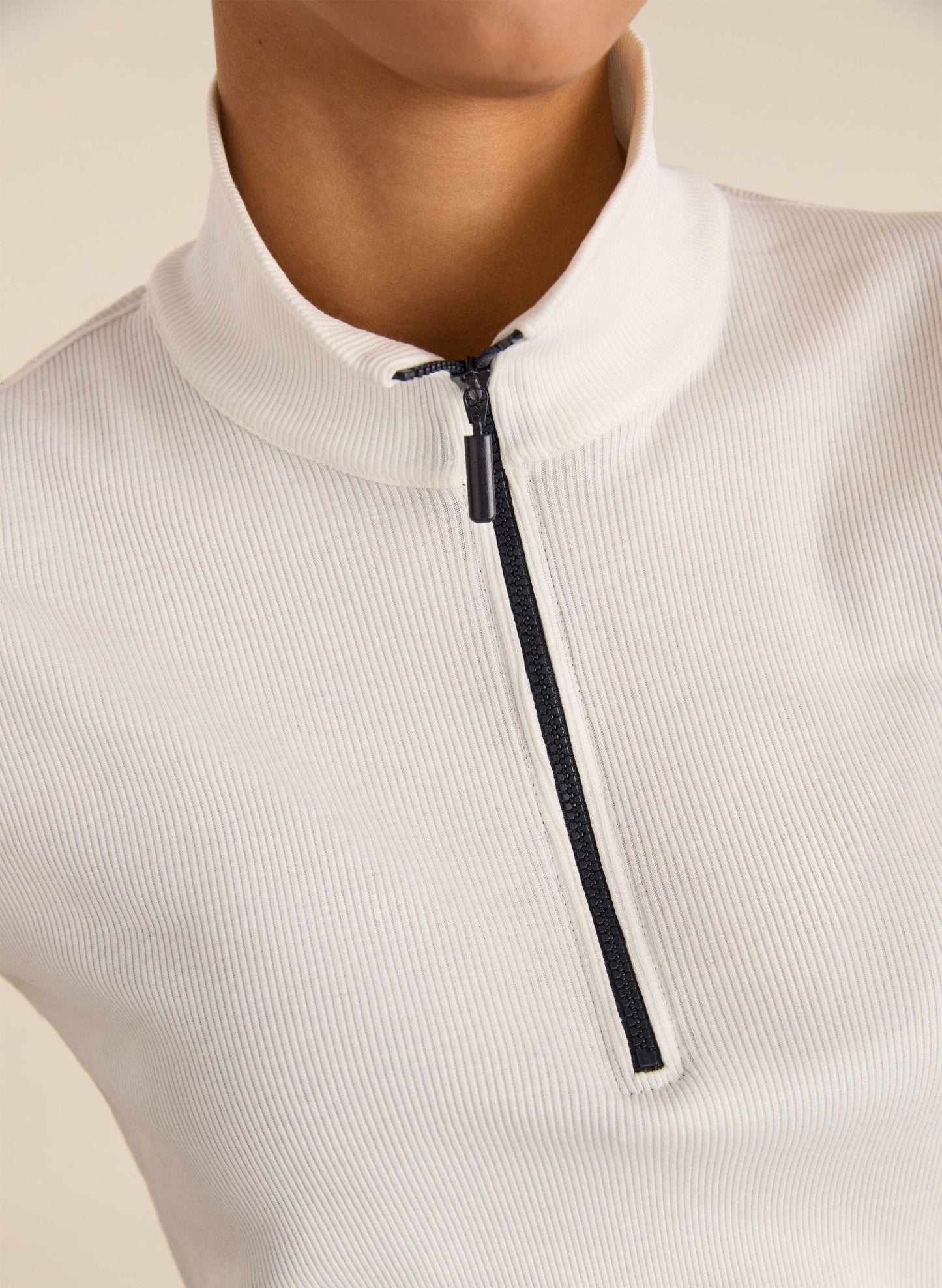 Clayton Organic Cotton Zip TurtleneckTop / Soft White