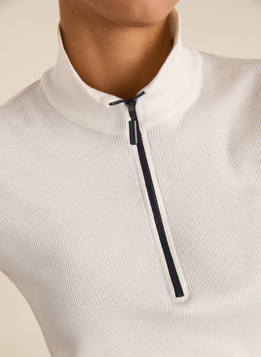 Clayton Organic Cotton Zip TurtleneckTop / Soft White