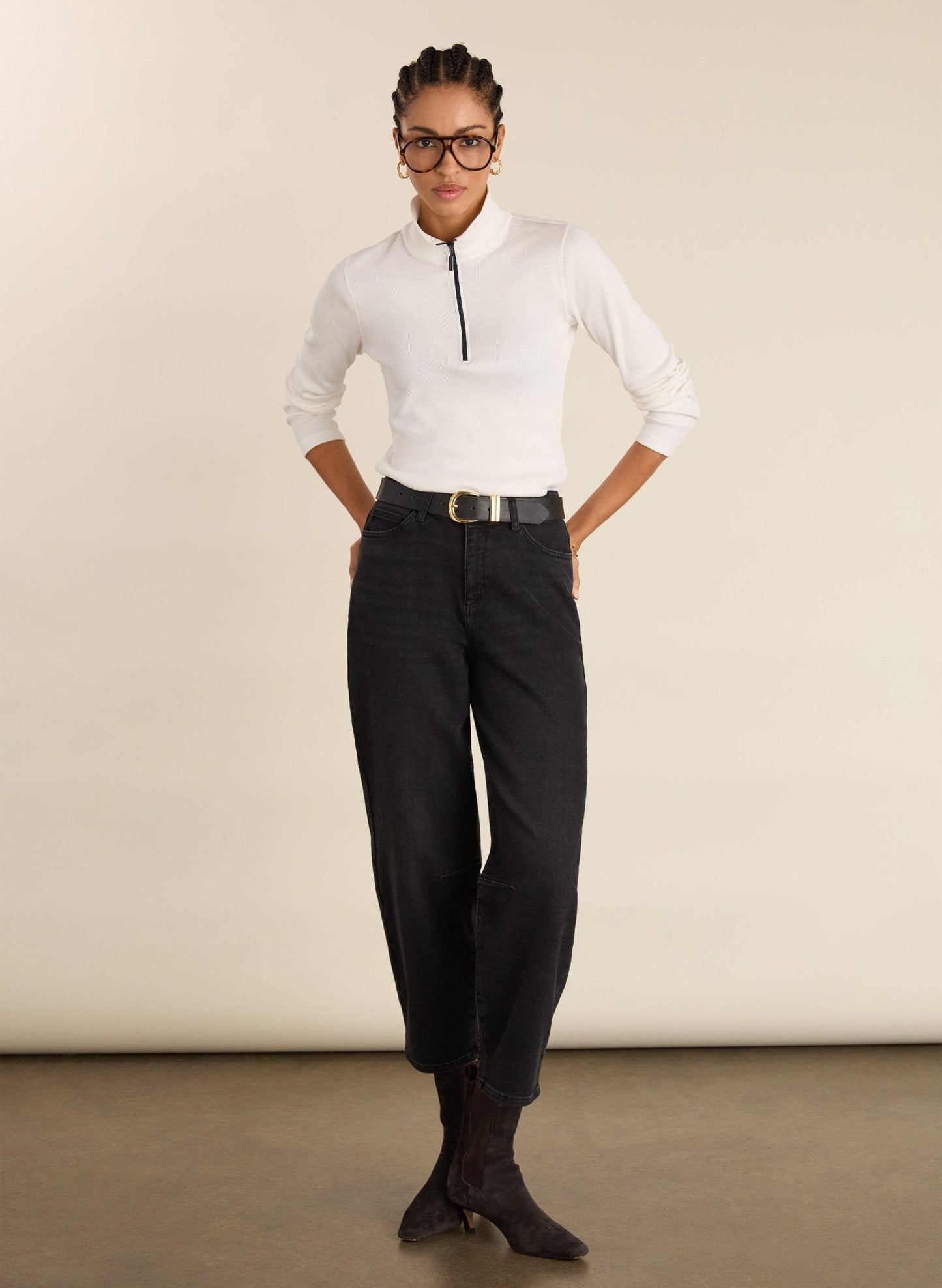 Clayton Organic Cotton Zip TurtleneckTop / Soft White