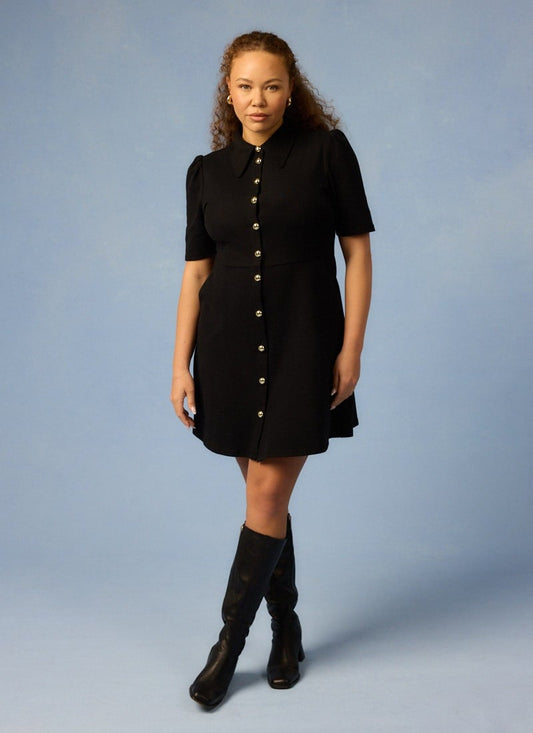 Colton Jersey Shirt Dress - Black - Sustainable Organic Cotton