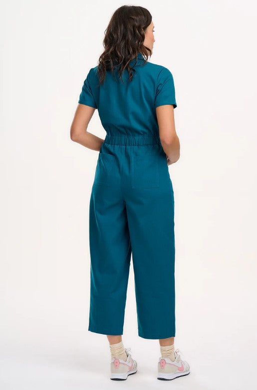 Cora Cropped Jumpsuit - Teal, Rainbow Parrot