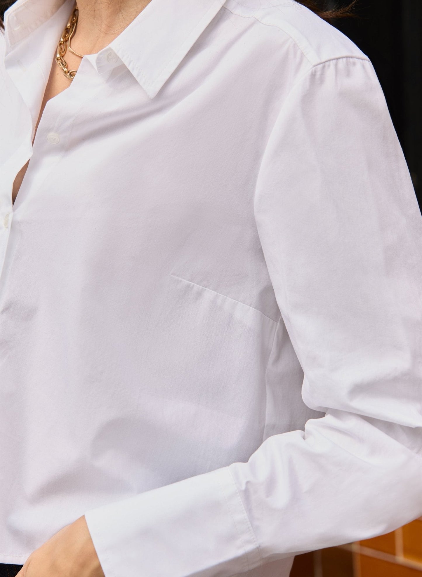 Corey Organic Cotton Cropped Shirt / Pure White