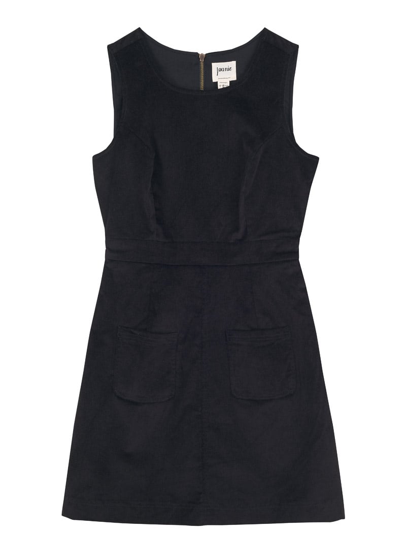 Daphne Patch Pocket Pinafore Dress - Black