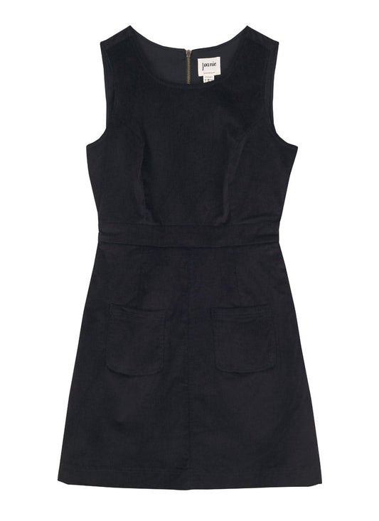 Daphne Patch Pocket Pinafore Dress - Black